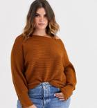 Only Curve Wide Neck Rib Knitted Sweater-brown