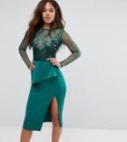 Asos Tall Mesh Embellished Scuba Skirt Dress - Green