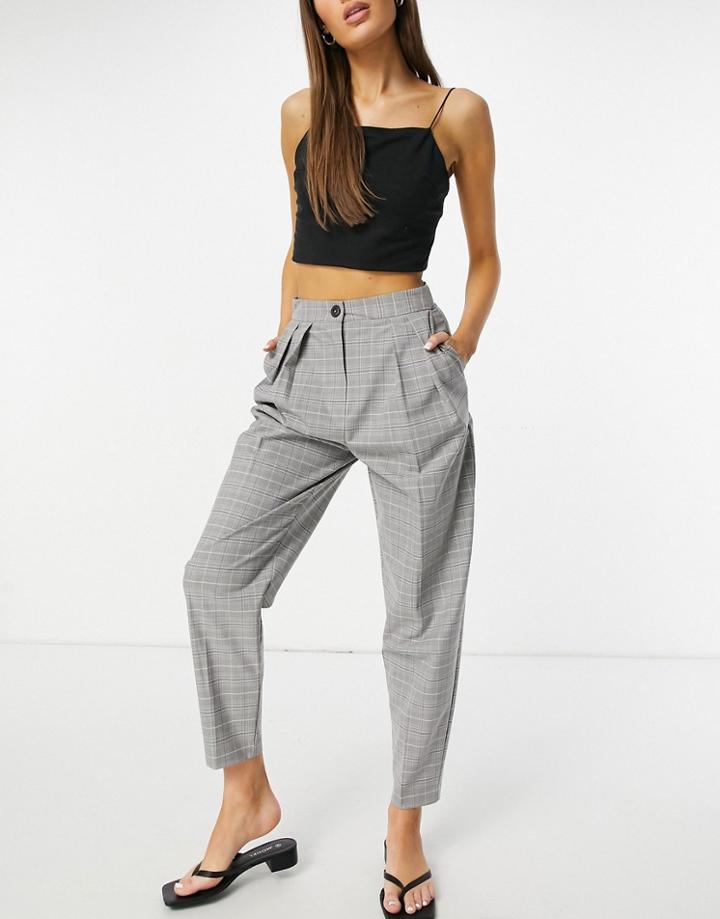 Asos Design Tapered Balloon Suit Pants In Grid Paper Check-multi