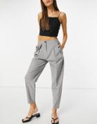 Asos Design Tapered Balloon Suit Pants In Grid Paper Check-multi