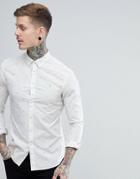 Farah Stovin Slim Fit Poplin Pattern Shirt In Beige - Cream