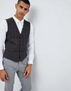 Burton Menswear Slim Vest In Brown Check - Brown