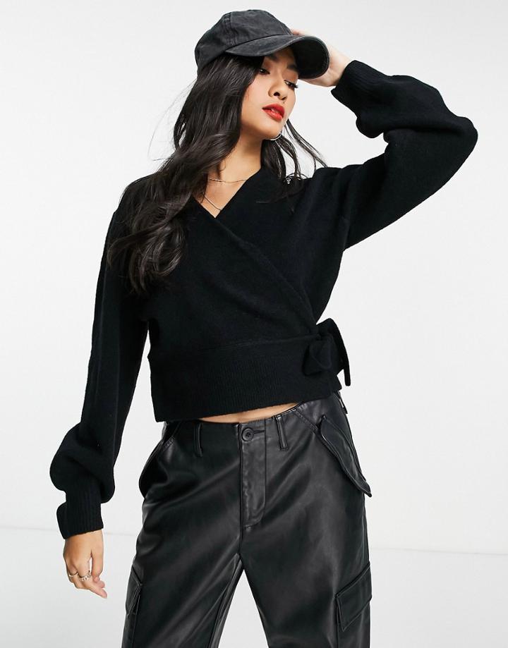 & Other Stories Recycled Polyester Wrap Cardigan In Black