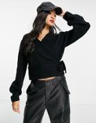 & Other Stories Recycled Polyester Wrap Cardigan In Black