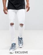 Jaded London Super Skinny Jeans In White With Knee Rips - White