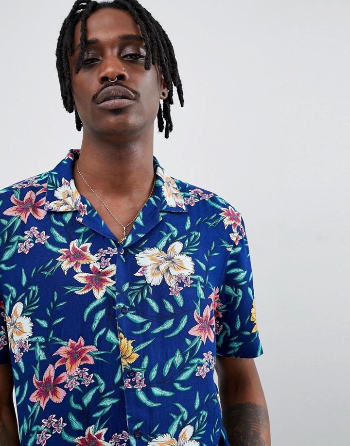 Brooklyn Supply Co Tropical Printed Short Sleeve Shirt - Black