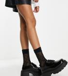 Truffle Collection Wide Fit Chunky Lace Up Shoes With Exaggerated Sole In Black