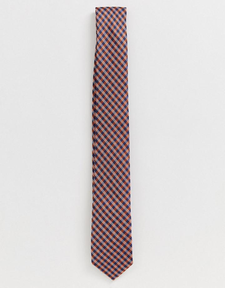 Harry Brown Mini Checked Tie - Orange