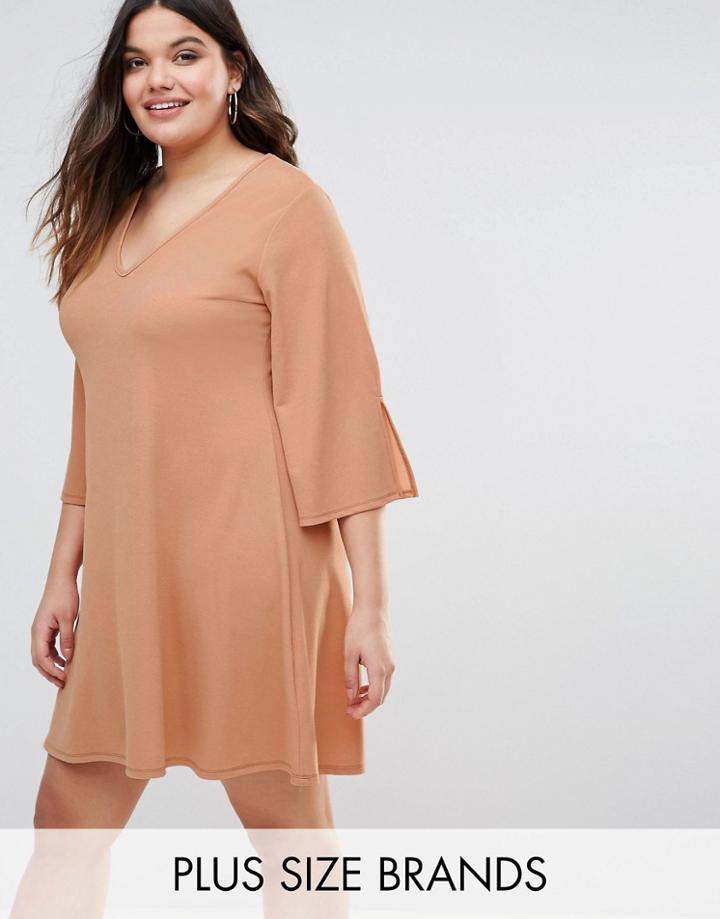Pink Clove Fluted Sleeve Shift Dress - Pink