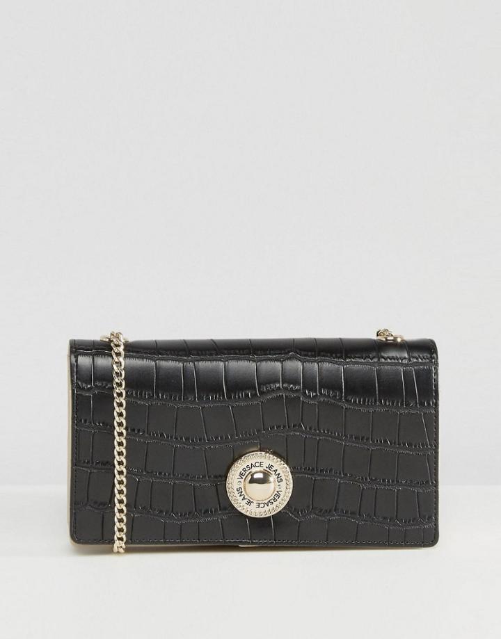 Versace Jeans Moc Croc Going Out Purse Cross Body Bag - Black