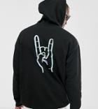 Asos Design Tall Oversized Hoodie With Back Hand Print - Black