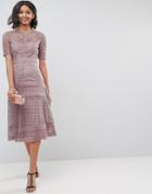 Asos Design Premium Occasion Lace Midi Dress - Brown