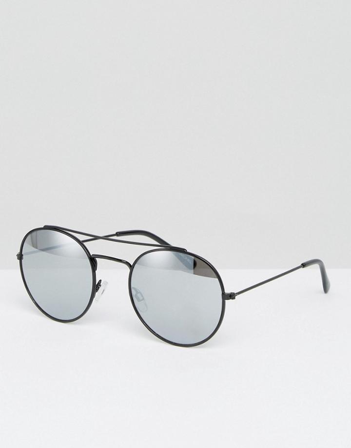 Monki Brow Bar Reflective Sunglasses - Black