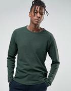 Selected Homme Long Sleeve Top With Raglan Sleeve - Green