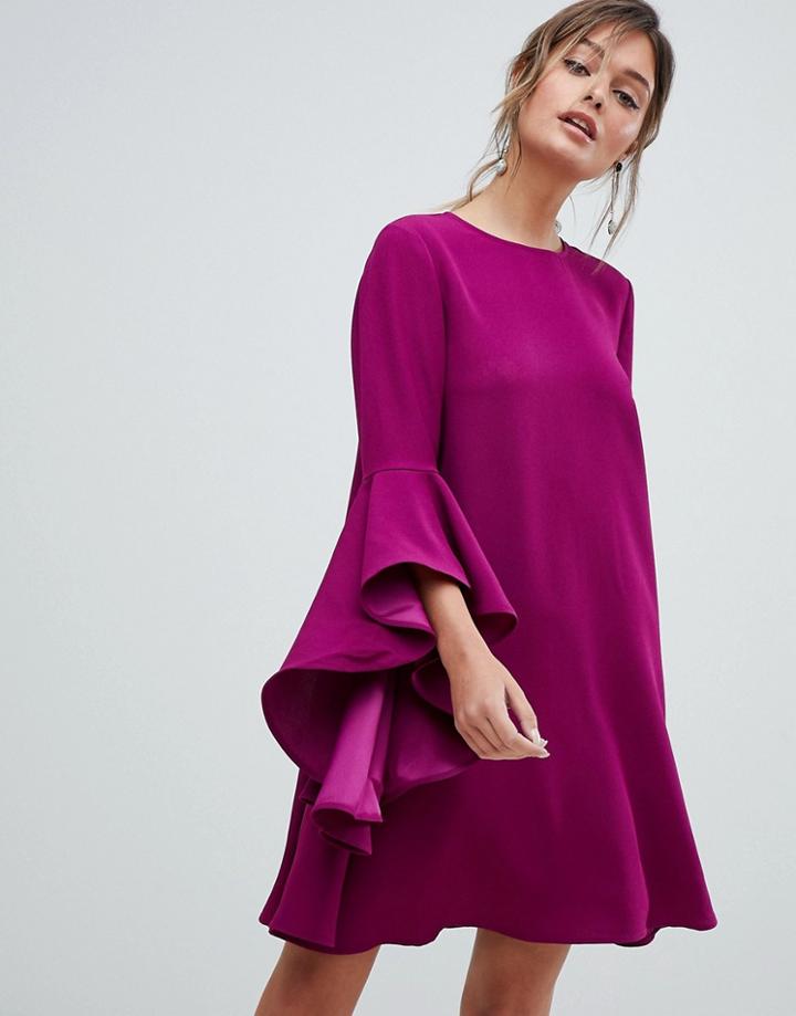 Ted Baker Waterfall Sleeve Mini Dress - Purple