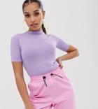 Collusion Petite Short Sleeve T-shirt In Lilac - Purple