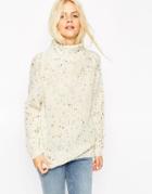 Asos Sweater With Grown On Neck In Nep Yarn - Cream Multi