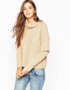 Asos Sweater With High Neck And Double Layer - Camel