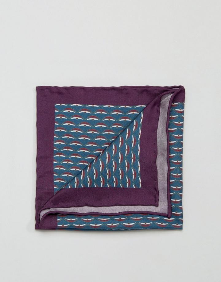 Original Penguin Printed Silk Pocket Square - Purple