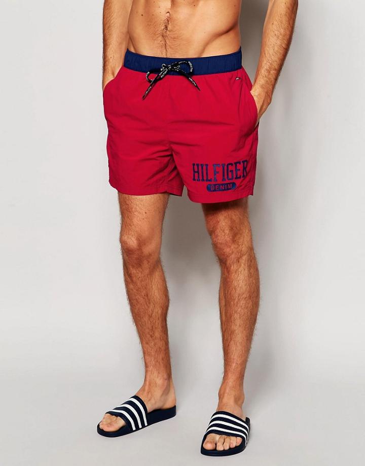 Tommy Hilfiger Color Block Swim Short Red - Red