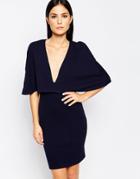 Club L Cape Overlay Dress - Navy