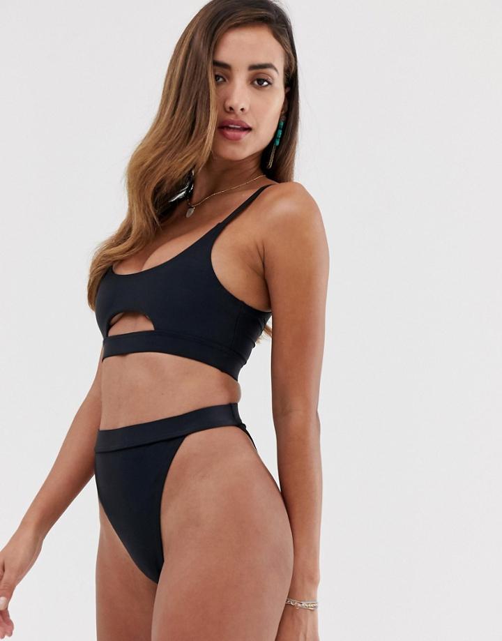 South Beach Mix And Match High Waist & Leg Bikini Bottom In Black