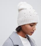 Oasis Beanie With Bead Embellishment In White - Cream