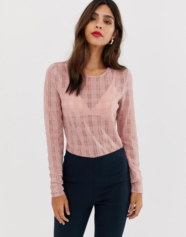Y.a.s Lorella Crosshatch Long Sleeved Top-pink