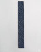 Noak Square Tie In Grid Print - Navy