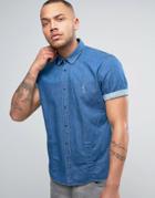 Religion Denim Short Sleeve Shirt - Blue