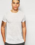 Asos Loungewear Longline T-shirt In Slub Fabric - White