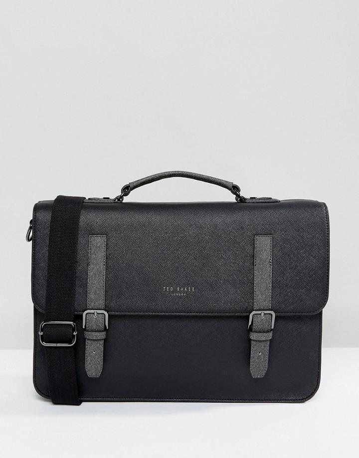 Ted Baker Chase Satchel In Crossgrain - Black