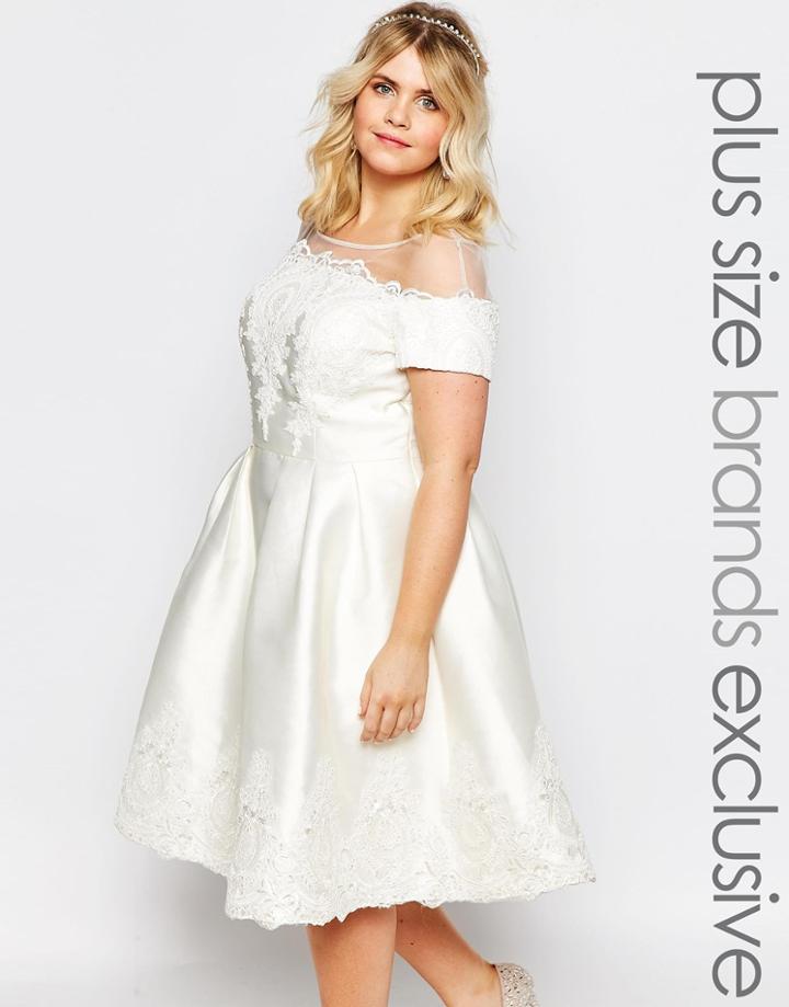 Chi Chi London Plus Bridal Midi Dress - Cream