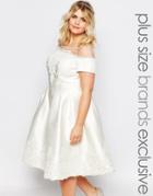 Chi Chi London Plus Bridal Midi Dress - Cream