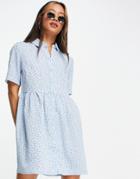 Vila Shirt Dress In Blue Floral-pink