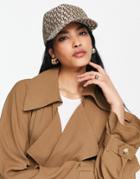 River Island Monogram Cap In Beige-neutral