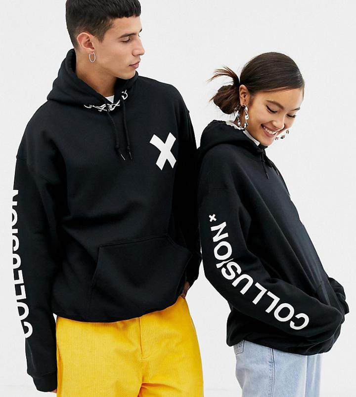 Collusion Unisex Logo Hoodie In Black