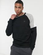 Soul Star Mix & Match Sweatshirt With Contrast Cut And Sew Patches In Black