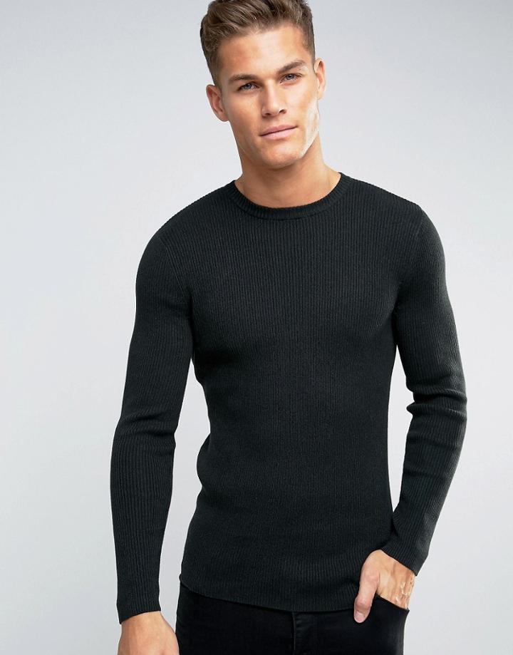 New Look Ribbed Sweater In Bottle Green - Green