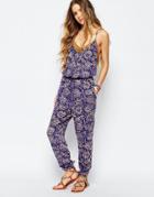 Billabong Jumpsuit In Festival Paisley Floral Print - Blue Cruz