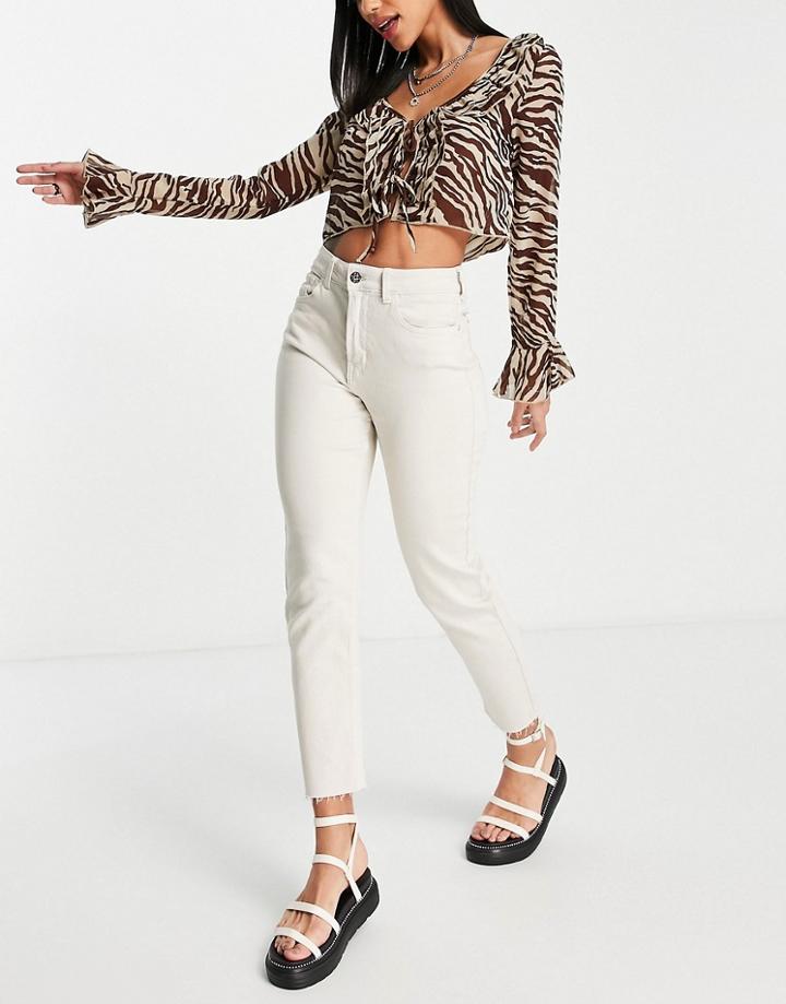 Only Emily Straight Leg Jean In Ecru-white