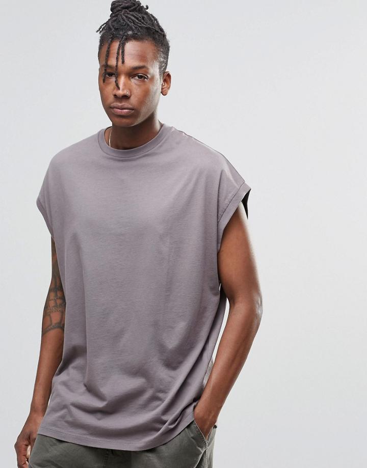 Asos Super Oversized T-shirt In Gray - Smokey Gray