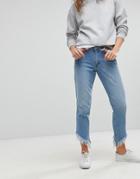 Only Straight Leg Frayed Jeans - Blue