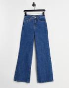 Cotton: On Wide Leg Jeans In Mid Wash Blue-blues