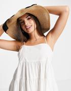 My Accessories London Large Weave Floppy Hat In Natural-neutral