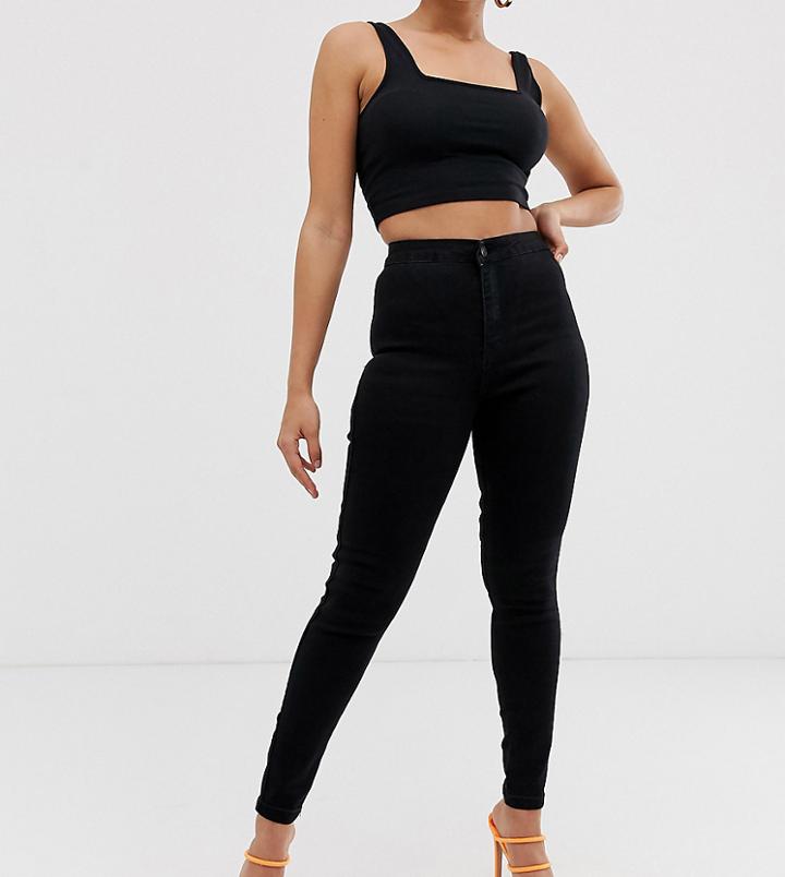 Missguided Petite Vice High Waisted Super Stretch Skinny Jean In Black - Black