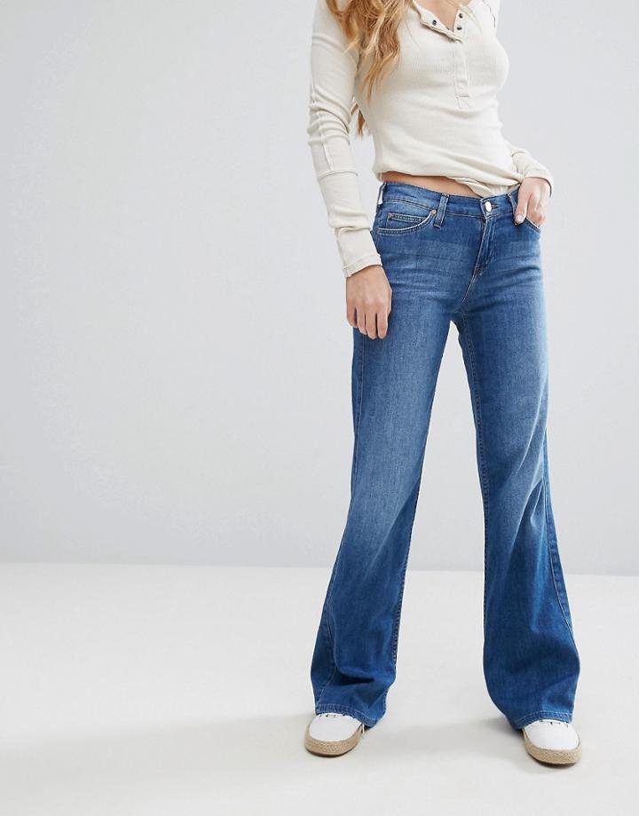 Lee Mid Rise Wide Leg Jeans - Blue