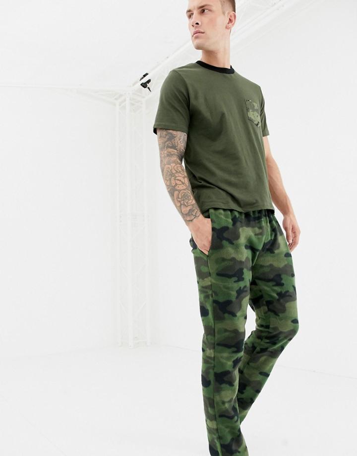 Brave Soul Camo Fleece Pants - Green