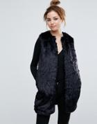 John & Jenn Laurent Faux Fur Vest With Hook And Eye Fastening - Black