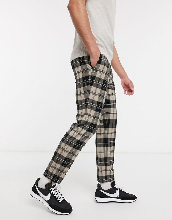 Topman Pants In Stone Check-neutral